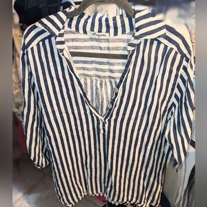 Bohabille Blue and White Striped Women's Top Xl